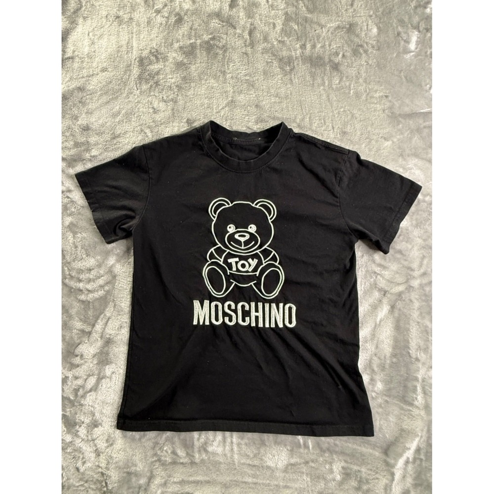 Moschino Toy Bear Graphic T-Shirt Men Size M Black Cotton Embroidered Logo Crew